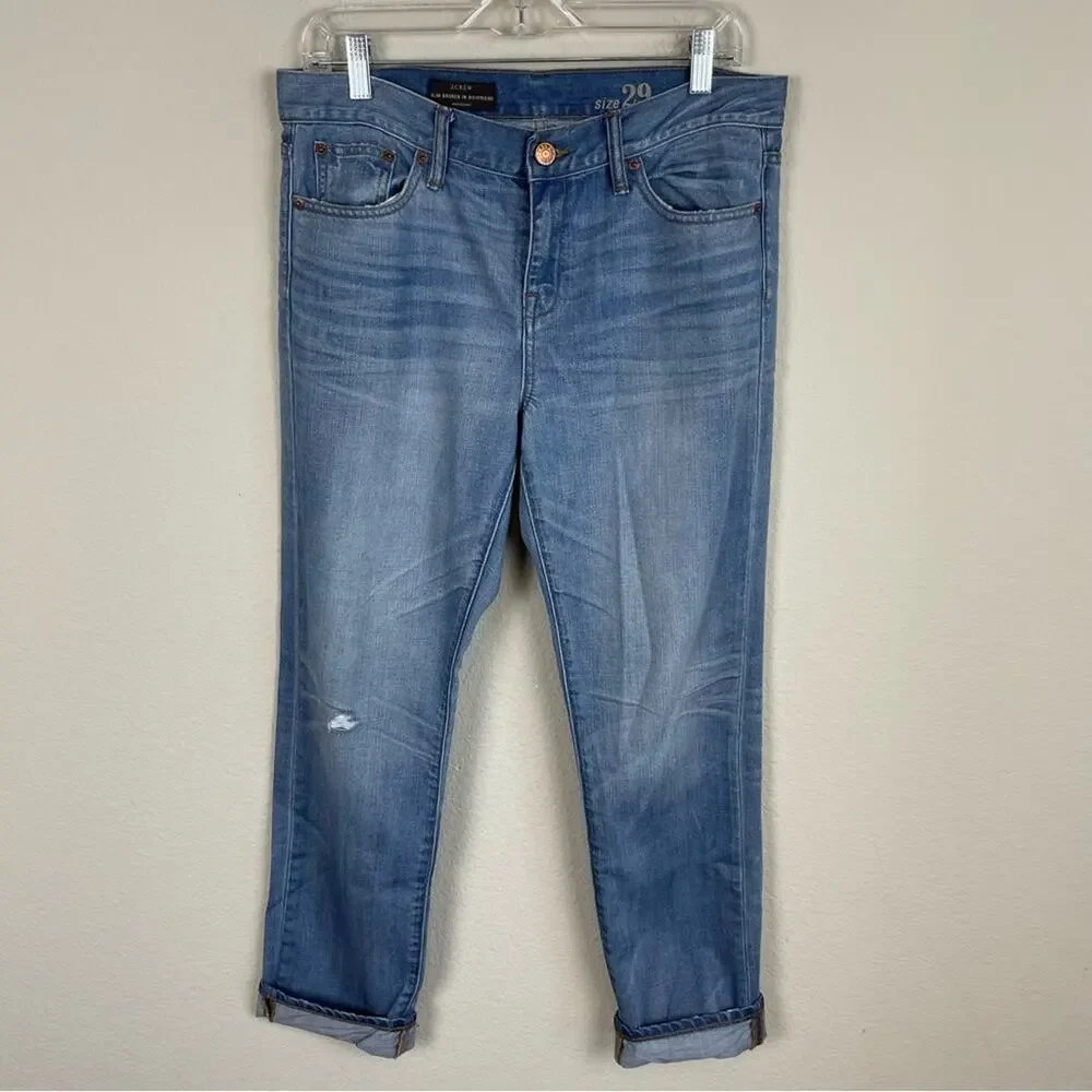 J Crew Slim Broken In Boyfriend Medium Wash Jeans 29